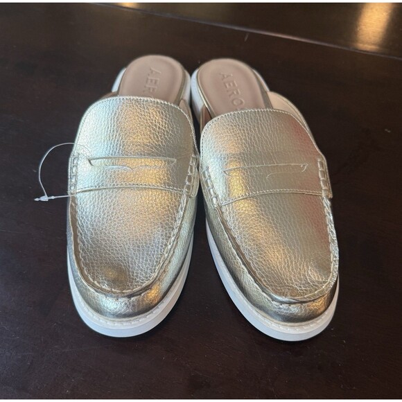 Woman's Loafers Aerosoles Salome Mule Gold Pebbled with White Sole, Size 10 NWOT - Picture 1 of 7